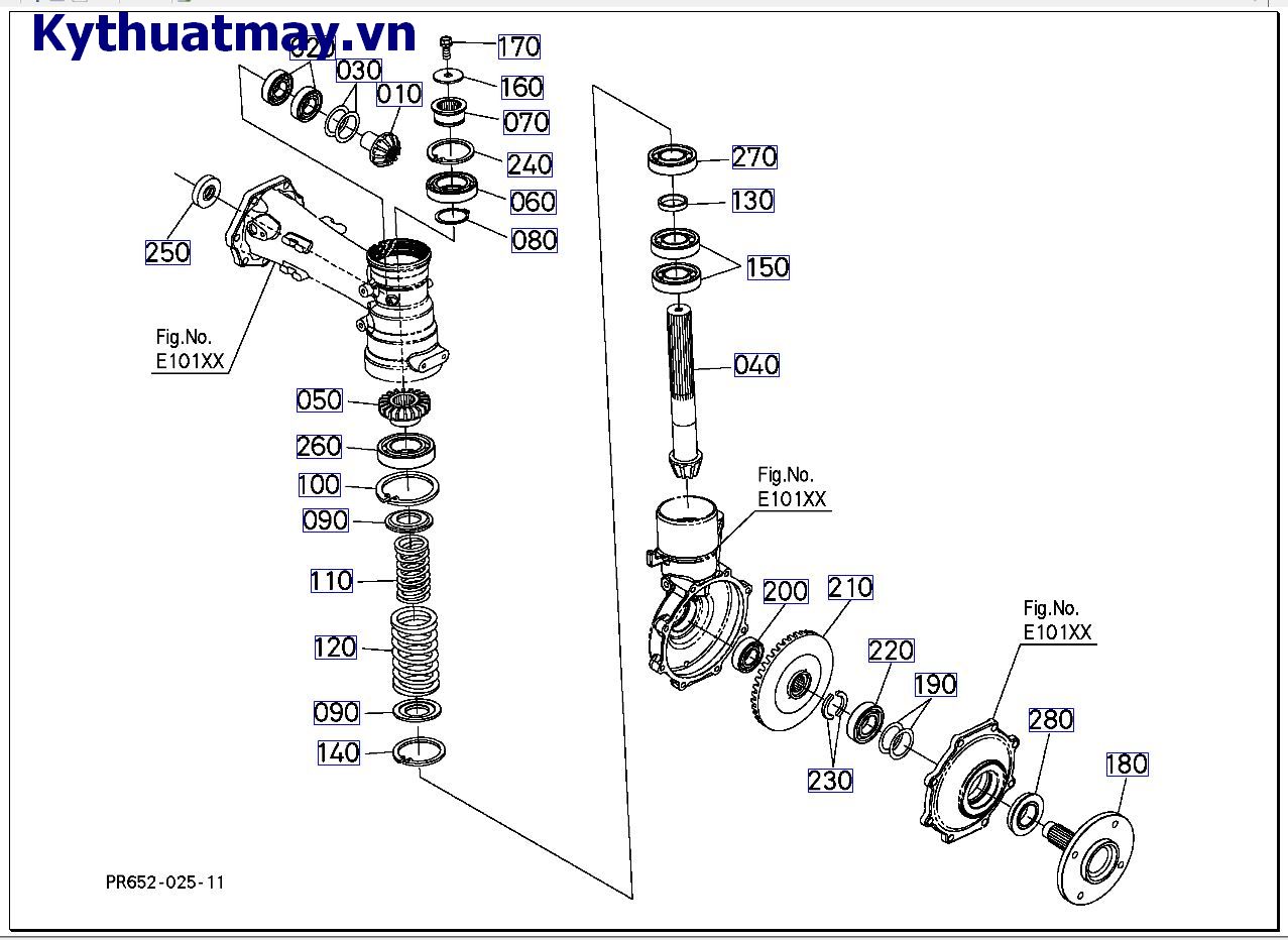 chi tiết hộp trục cầu trước ( bên trái)